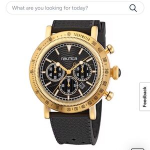 Nautica Black Dial Gold Bezel Men's Watch